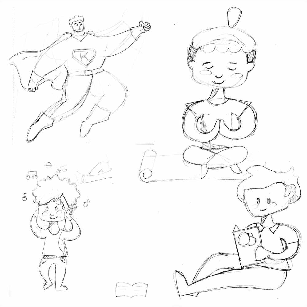 Hand-drawn character sketches Hand-drawn character sketches