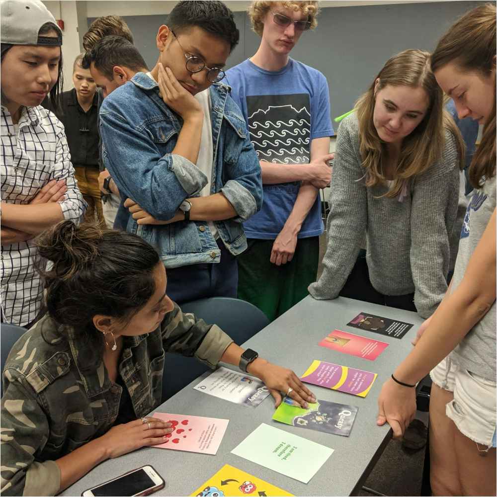 The team gathering to discuss and critique progress on our first sample printing