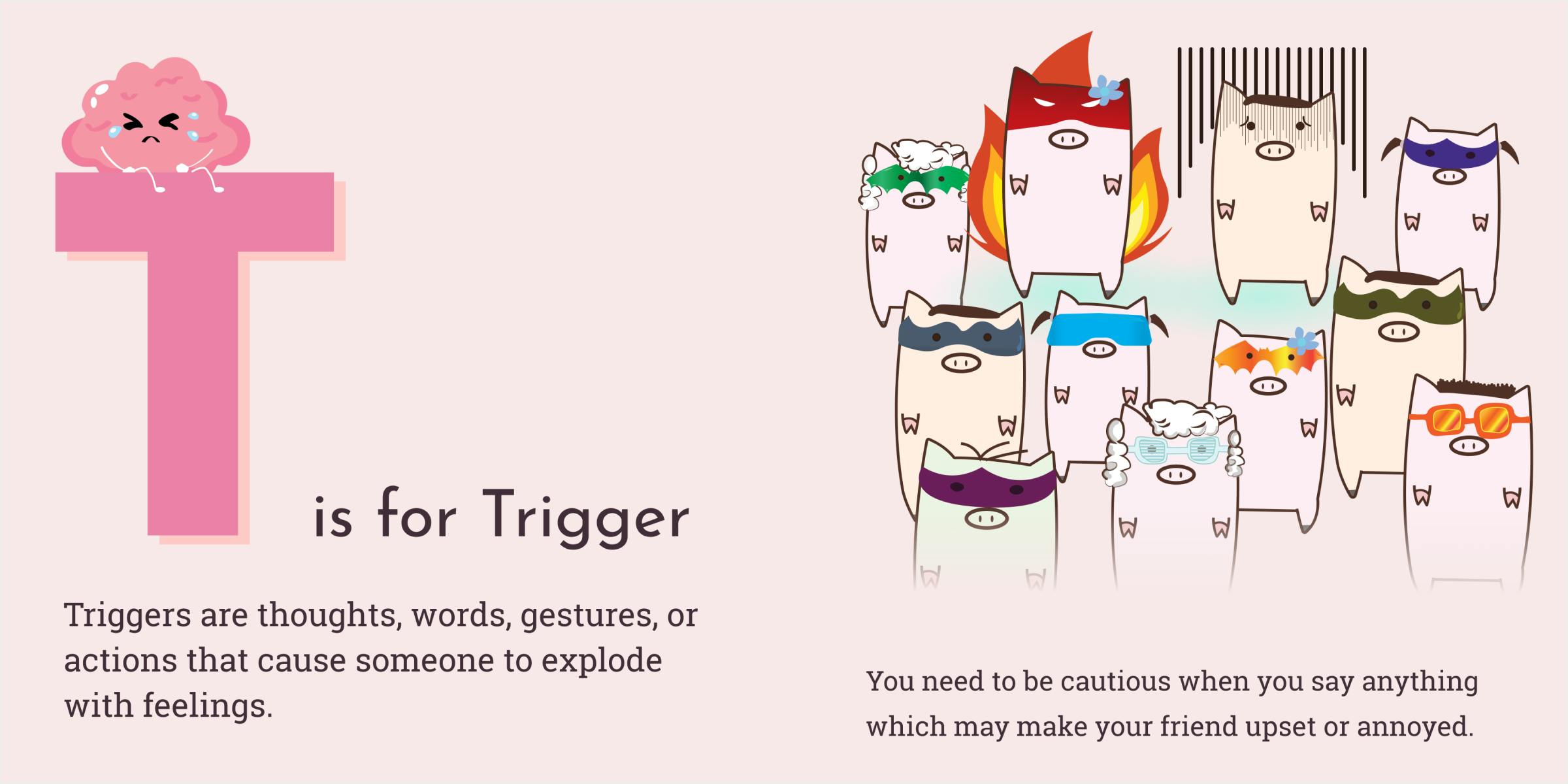 Illustrations of Pigs depicting what triggers are Illustrations of Pigs depicting what triggers are