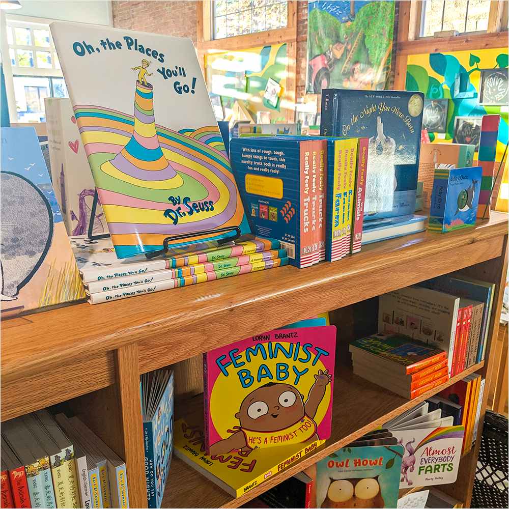 Children's books in shelves