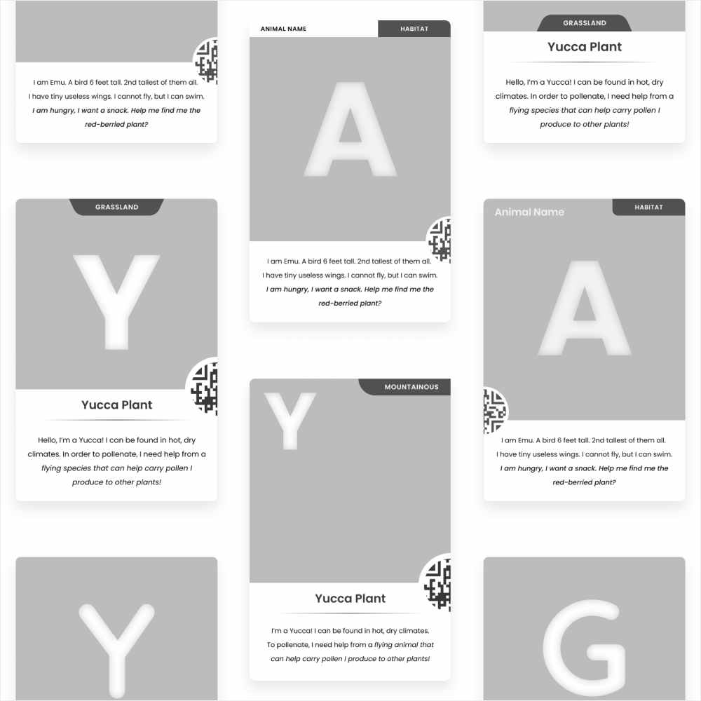 Wireframes of card designs Wireframes of card designs