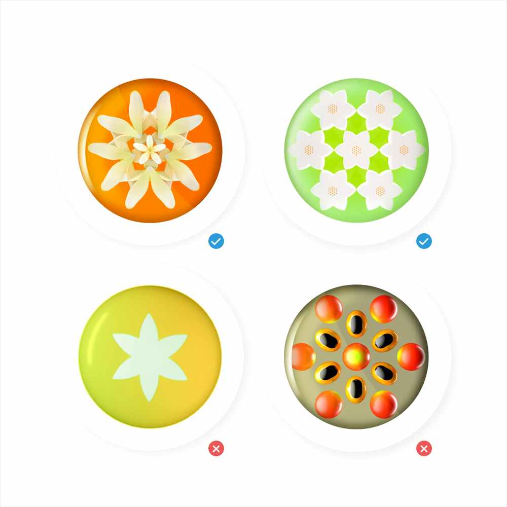 Four different button iterations.