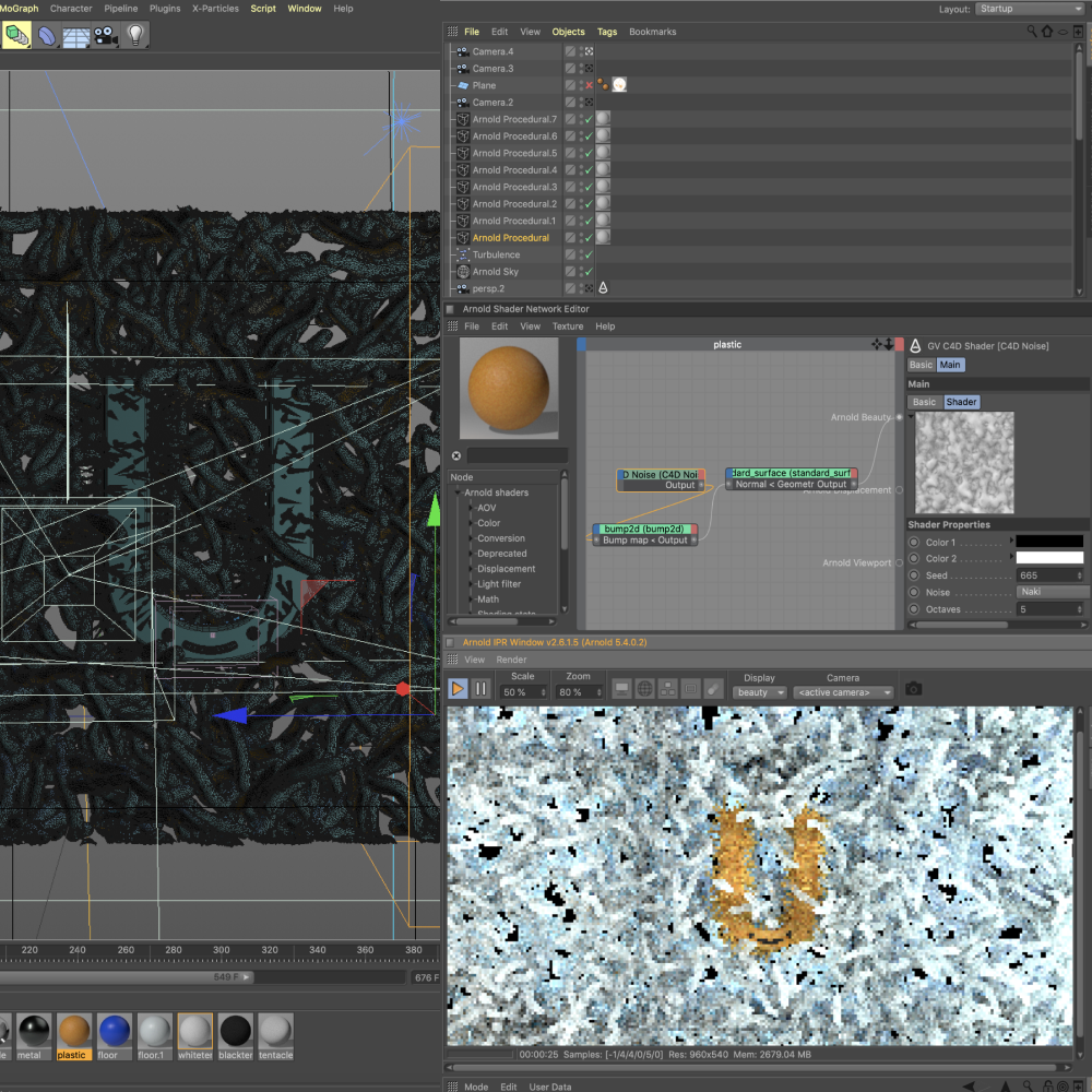 3D model of a sea urchin is being textured and rendered.