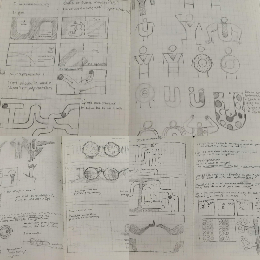 Sketches & ideation of each letter.