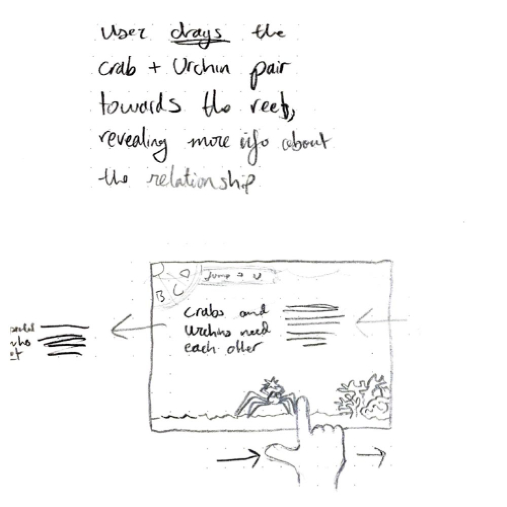 Sketch of crab digital interaction