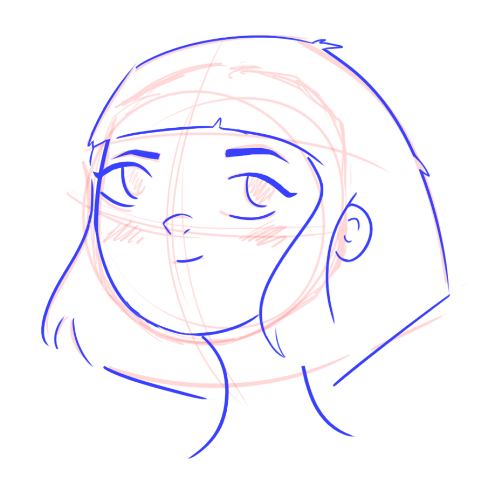 Early sketch of C is for Conversation concept girl