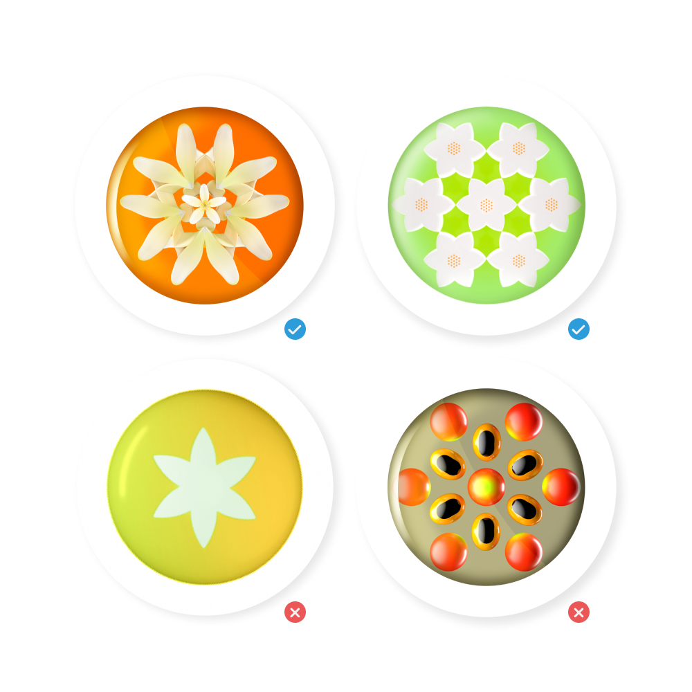 Four different button iterations.